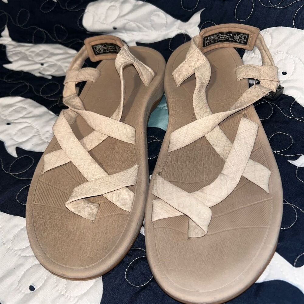 Viakix Women's Beige Slingback Sports Sandals Size 9 Summer Activewear